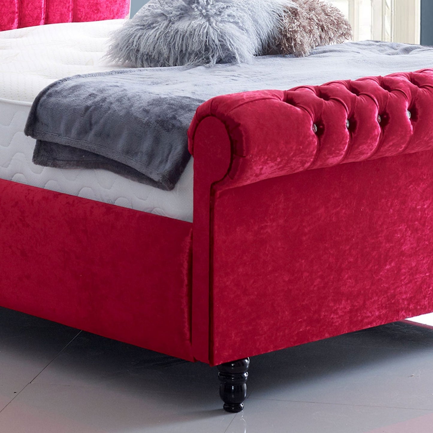 Funkybedz - Sleigh Chesterfield Storage Bed
