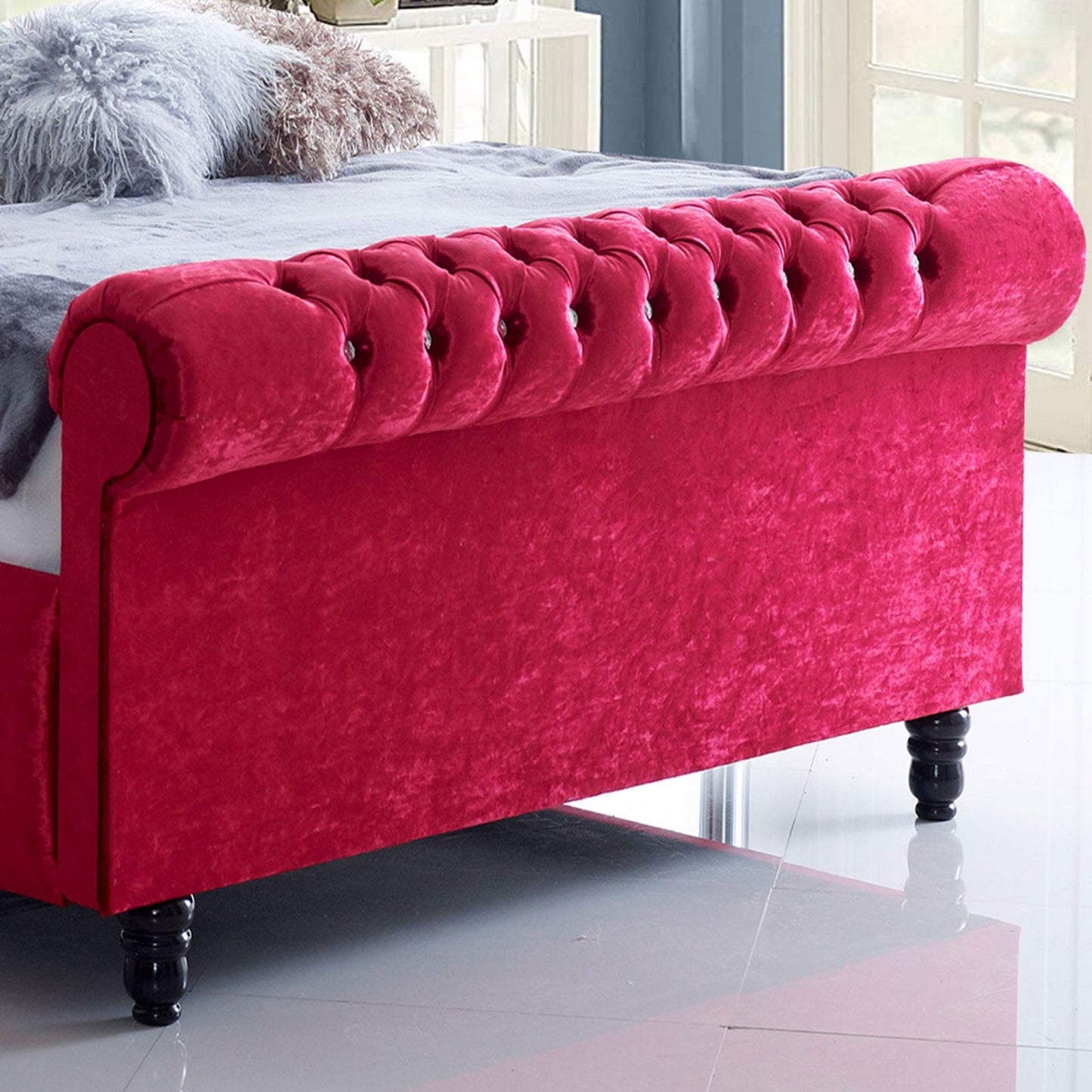 Funkybedz - Sleigh Chesterfield Storage Bed