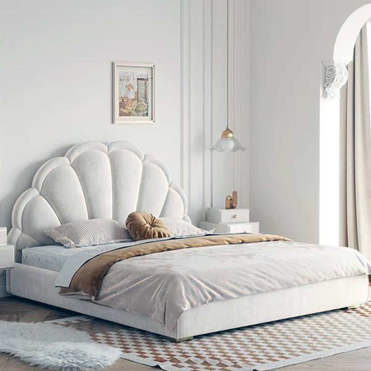 File Shell Beds Shell Bed | Scallop Headboard Upholstered Bed Handmade in Yorkshire ...