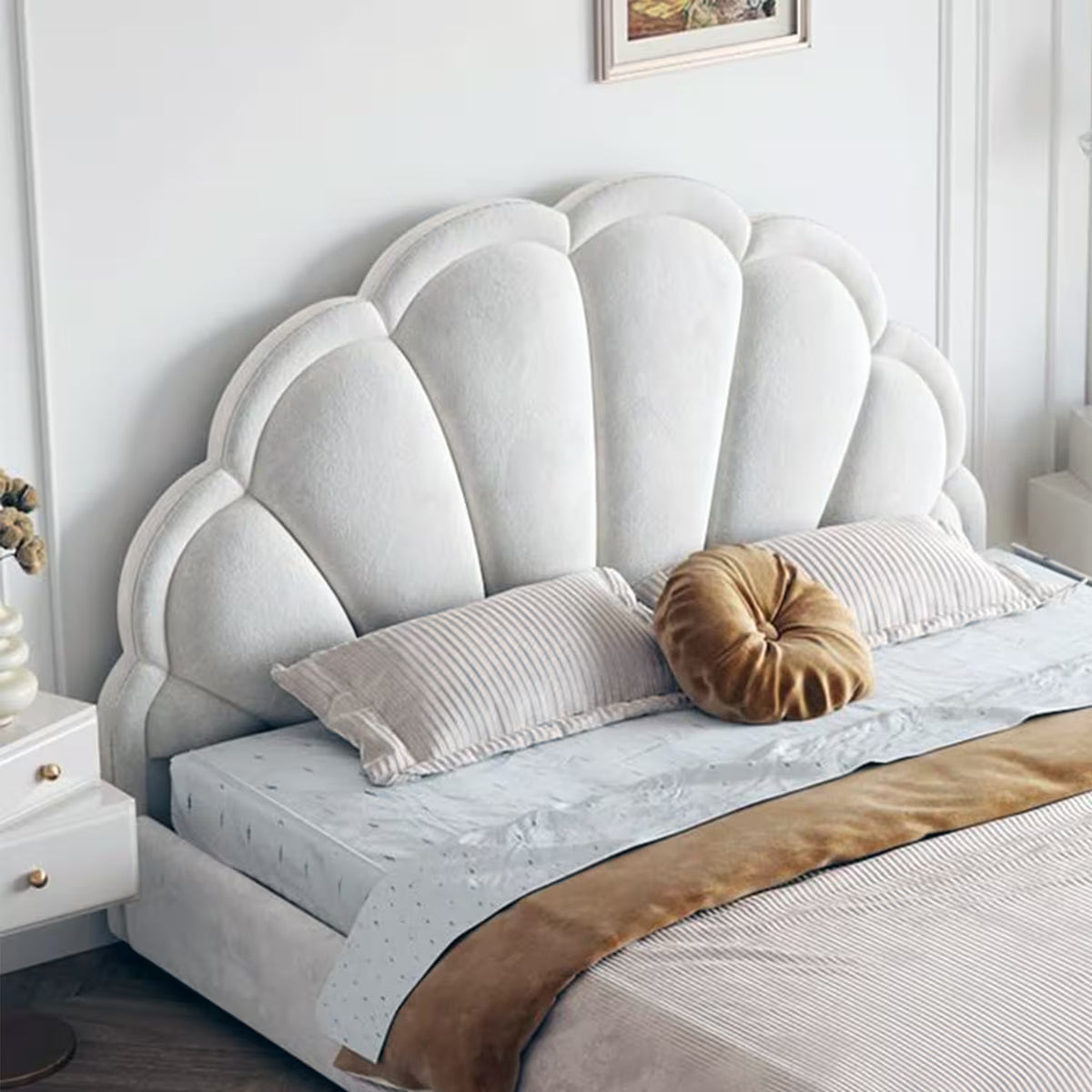 File Shell Beds Shell Bed | Scallop Headboard Upholstered Bed Handmade in Yorkshire ...
