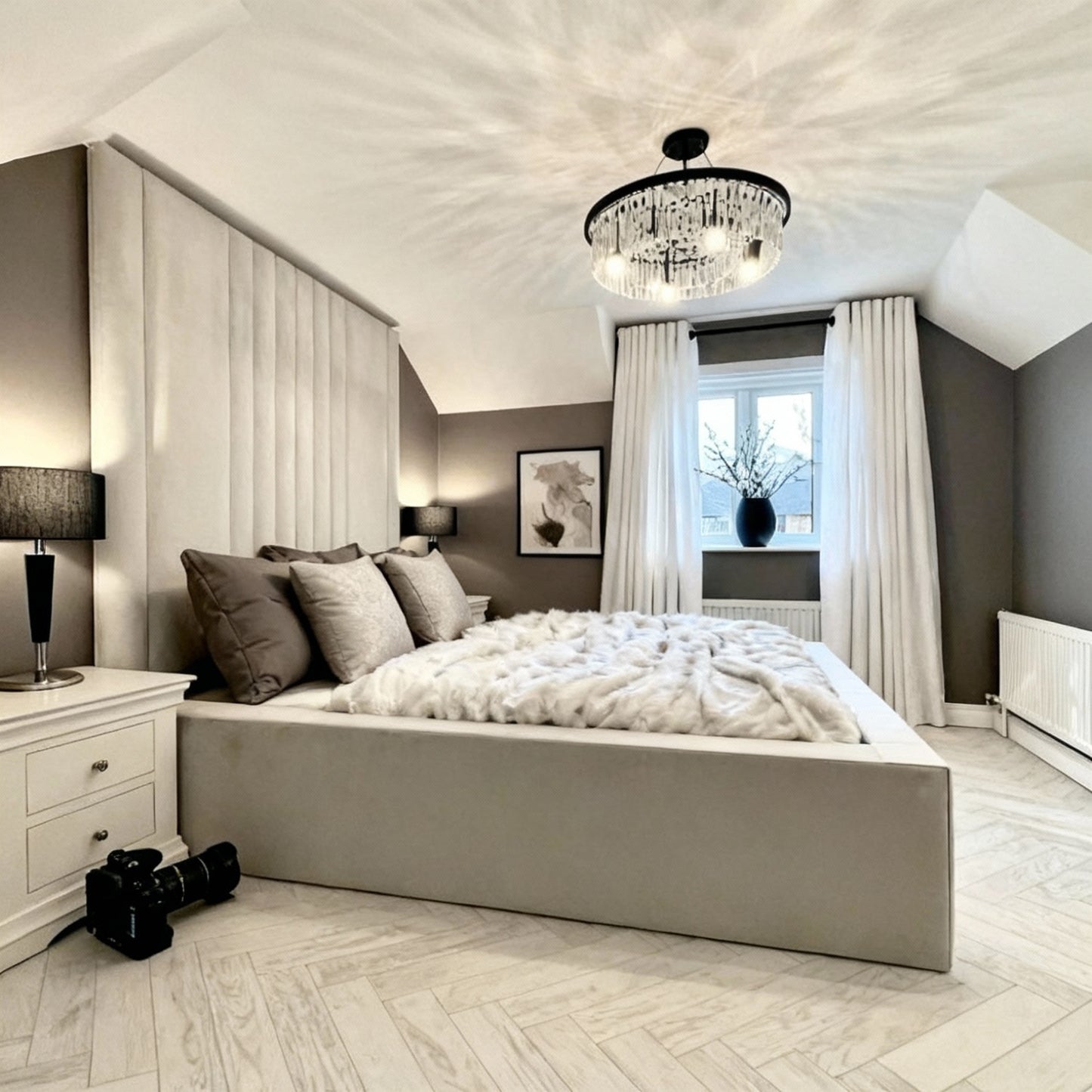 Alexander Bed Frame | Vertical Panel Upholstered Bed