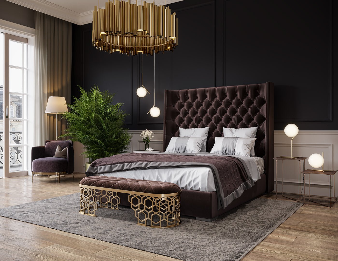 Funkybedz - Isabella Wing Upholstered Bed Frame