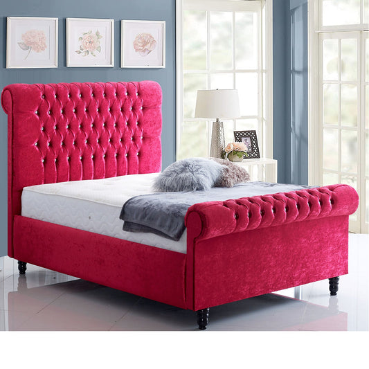 Funkybedz - Sleigh Chesterfield Storage Bed